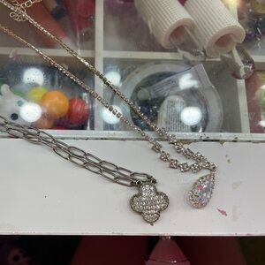 Rhinestone Necklace Bundle Sparkly Crystal Pendant Jewelry